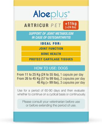 Show full view: Aloeplus Artricur Joint Health Capsule Supplement for Medium & Large Dogs, 60 count slide 6 of 8