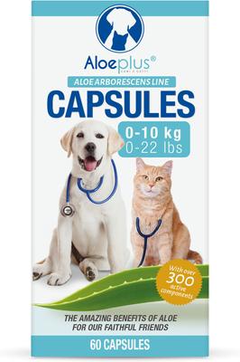 Show full view: Aloeplus Immune, Digestive & Skin Support Capsule Supplement for Small Dogs & Cats, 60 count slide 4 of 7