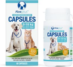 Aloeplus Immune, Digestive & Skin Support Capsule Supplement for Small Dogs & Cats, 60 count
