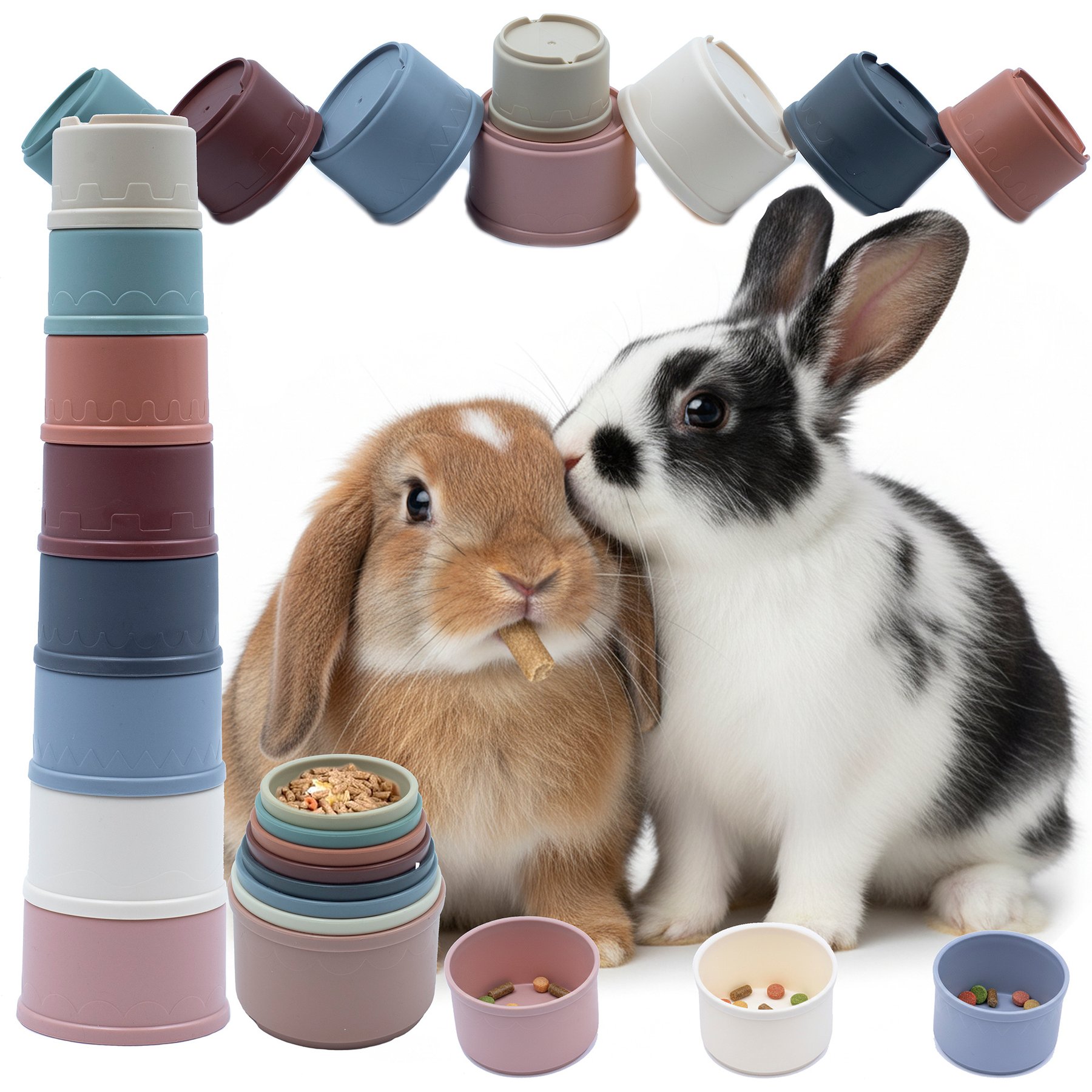 Fashion's Talk Foraging Puzzle Stacking Cups Mental Stimulation Small Pet Toy