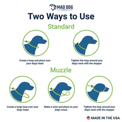 Show full view: Mad Dog Products Premium Rope Nylon Slip Lead Dog Leash, Black, 6-ft long, 1/4-in wide slide 6 of 6