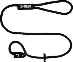 Mad Dog Products English Slip Lead Signature Rope Dog Leash, Black, 4-ft long, 1/2-in wide
