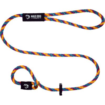 Mad Dog Products Mad Dog Products English Slip Lead Signature Rope Dog Leash, Rainbow, 10-ft long, 1/2-in wide