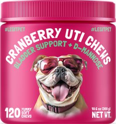 Legitpet Cranberry UTI Soft Chew Bladder Support Supplement for Dogs, 120 count
