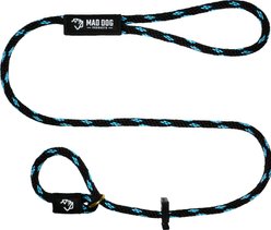 Mad Dog Products English Slip Lead Signature Rope Dog Leash, Sky Blue/Black, 10-ft long, 1/2-in wide