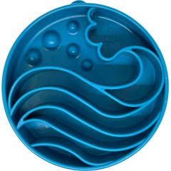 SodaPup Wave Ebowl Dog Slow Feeder, Blue, 4-cup