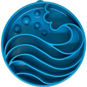 SodaPup Wave Ebowl Dog Slow Feeder, Blue, 4-cup