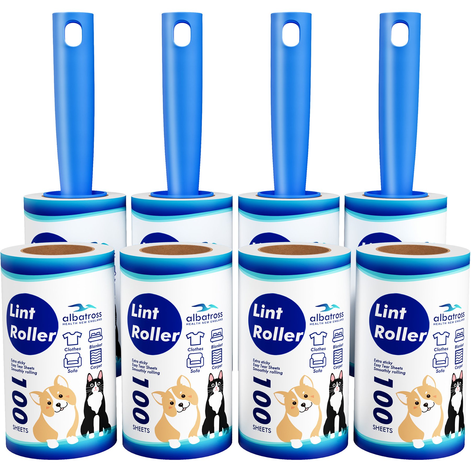 Albatross Health New England Extra Sticky Lint Rollers for Pet Hair, 800 count