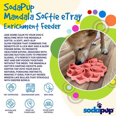 Show full view: SodaPup Mandala Softie Dog Slow Feeder, Light Pink, 1.5-cup slide 3 of 7