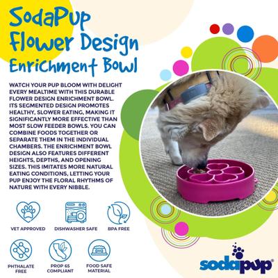 Show full view: SodaPup Flower Ebowl Dog Slow Feeder, Pink, 4-cup slide 3 of 8