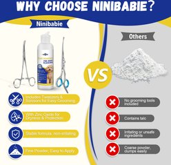 Ninibabie Ear Hair Powder, 5.5-in Tweezers & Blunt Tip Grooming Scissors Dog Ear Cleaner Kit, 25-g bottle slide 2 of 7
