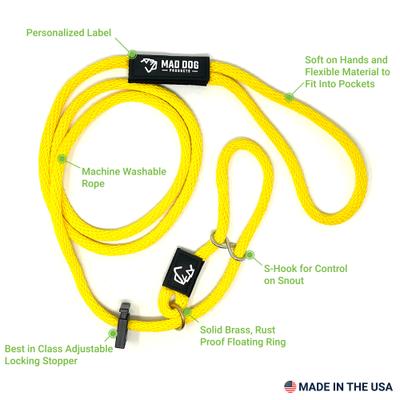 Show full view: Mad Dog Products Signature Rope Easy Leader Slip Lead Dog Leash, Aqua, 6-ft long, 1/2-in wide slide 2 of 5