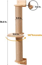 FUKUMARU 36.6-in Pine Cat Tree Wall Mounted with Scratching Post & Perch, Brown slide 2 of 6