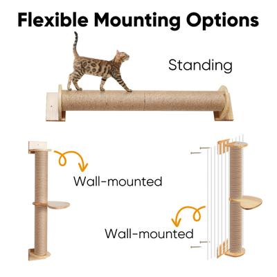 Show full view: FUKUMARU 36.6-in Pine Cat Tree Wall Mounted with Scratching Post & Perch, Brown slide 5 of 7