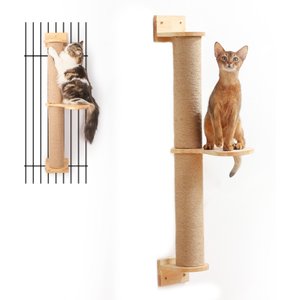 FUKUMARU 36.6-in Pine Cat Tree Wall Mounted with Scratching Post & Perch, Brown
