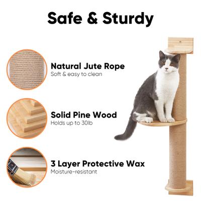 Show full view: FUKUMARU 36.6-in Pine Cat Tree Wall Mounted with Scratching Post & Perch, Brown slide 2 of 7