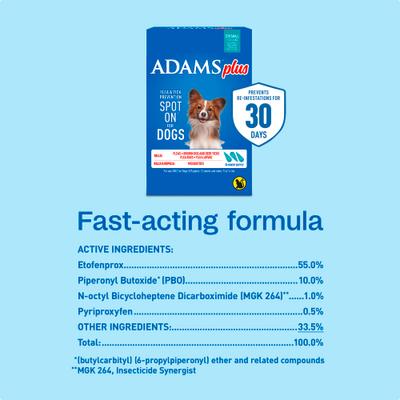 Show full view: Adams Flea & Tick Spot Treatment for Small Breed Dogs, 5-14 lbs, 3 Doses (3-mos. supply) slide 9 of 12