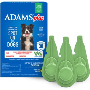 Adams Flea & Tick Spot Treatment for Large Breed Dogs, 31 to 60 lbs, 3 Doses (3-mos. supply)