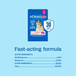 Adams Plus Flea & Tick Spot Treatment for Cats over 5 lbs, 3 Doses (3-mos. supply) slide 2 of 9