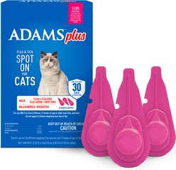 Adams Plus Flea & Tick Spot Treatment for Cats over 5 lbs, 3 Doses (3-mos. supply)