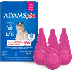 Adams Plus Flea & Tick Spot Treatment for Cats over 5 lbs, 3 Doses (3-mos. supply)