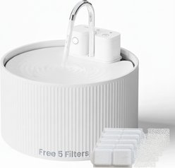 PawsPik CeramiFlow Ceramic Battery-Operated Faucet Dog & Cat Water Fountain, White, 9-cup