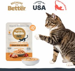 Because It's Better Complete Meal Turkey Recipe Pate Wet Cat Food, 2.6-oz pouch, case of 12 slide 2 of 8