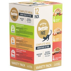 Because It's Better Complete Meal Variety Pack Ocean Chicken & Turkey Pate Wet Cat Food, 2.6-oz pouch, case of 12