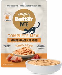Because It's Better Complete Meal Turkey Recipe Pate Wet Cat Food, 2.6-oz pouch, case of 12