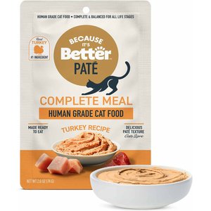 Because It's Better Complete Meal Turkey Recipe Pate Wet Cat Food, 2.6-oz pouch, case of 12