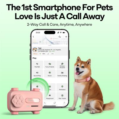Show full view: GlocalMe PetPhone 2-Way Call & Care GPS Tracking Dog & Cat Collar, Green slide 2 of 11