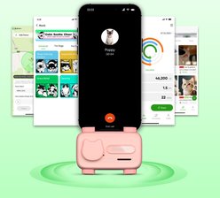 GlocalMe PetPhone 2-Way Call & Care GPS Tracking Dog & Cat Collar, Pink