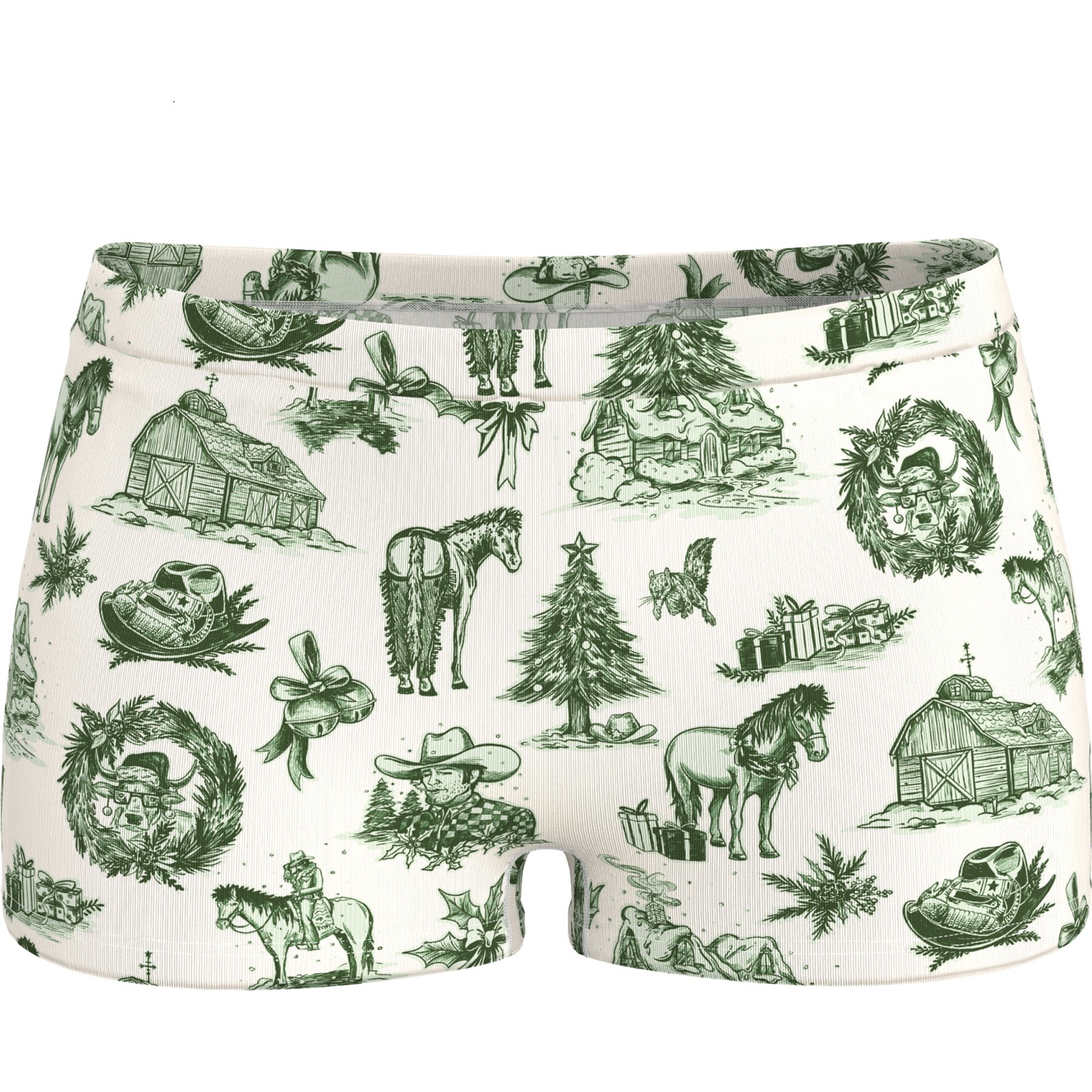 Shinesty The Xmas in Texas Western Toile Modal Boyshort Underwear, Multi, Medium