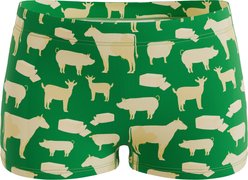 Shinesty The Petting Zoo Pig Modal Boyshort Underwear, Green, X-Small