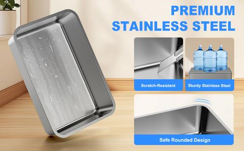 Show full view: Ellenpent Stainless Steel Leak-Proof Cat Litter Box with Lid, X-Large, Blue slide 8 of 11