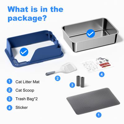 Show full view: Ellenpent Stainless Steel Leak-Proof Cat Litter Box with Lid, X-Large, Blue slide 7 of 11