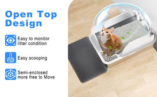 Show full view: Ellenpent Stainless Steel Leak-Proof Cat Litter Box with Lid, X-Large, White slide 8 of 11