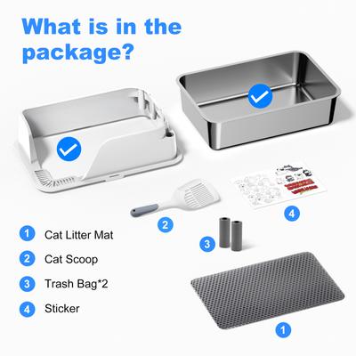 Show full view: Ellenpent Stainless Steel Leak-Proof Cat Litter Box with Lid, X-Large, White slide 7 of 11