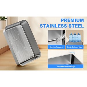 Ellenpent Stainless Steel Leak-Proof Cat Litter Box with Lid, X-Large, Gray