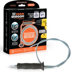 DrainShroom Revolutionary Tub & Sink Snake Auger Dog, Cat & Small Pet Clog Remover for Bathroom Drains, Stainless Steel, 42-in