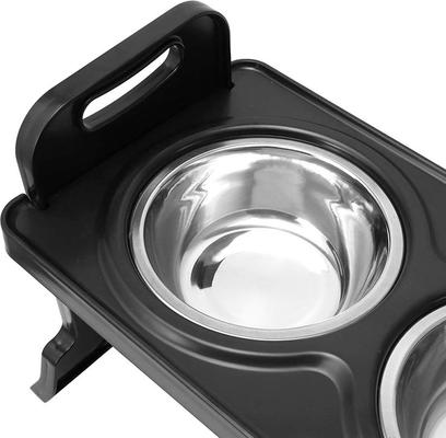 Show full view: Supet Adjustable Height Stainless Steel Elevated Dog Bowls, Black slide 3 of 7
