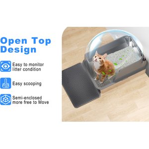 Ellenpent Stainless Steel Leak-Proof Cat Litter Box with Lid, X-Large, Gray