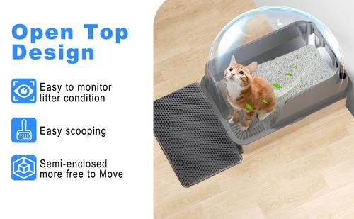 Show full view: Ellenpent Stainless Steel Leak-Proof Cat Litter Box with Lid, X-Large, Gray slide 8 of 11