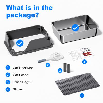 Show full view: Ellenpent Stainless Steel Leak-Proof Cat Litter Box with Lid, X-Large, Gray slide 7 of 11