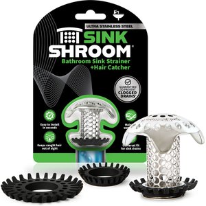 SinkShroom Ultra Revolutionary Bathroom Sink Dog, Cat & Small Pet Drain Protector, Stainless Steel