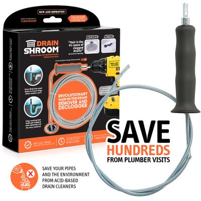 Show full view: DrainShroom Revolutionary Tub & Sink Snake Auger Dog, Cat & Small Pet Clog Remover for Bathroom Drains, Stainless Steel, 42-in slide 8 of 8