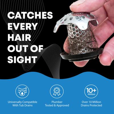 Show full view: TubShroom Ultra Revolutionary Bath Tub Dog, Cat & Small Pet Drain Protector Hair Catcher & Strainer, Snare Stainless Steel slide 2 of 9