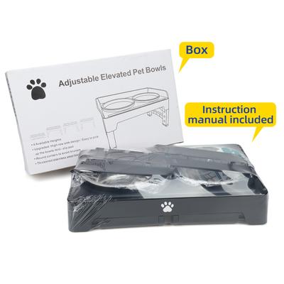 Show full view: Supet 4-Height Adjustable Stainless Steel Elevated Dog Bowls, Black slide 2 of 7