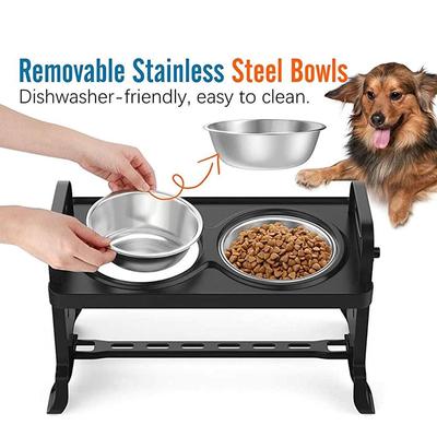 Show full view: Supet Adjustable Height Stainless Steel Elevated Dog Bowls, Black slide 7 of 7