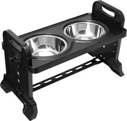 Supet Adjustable Height Stainless Steel Elevated Dog Bowls, Black